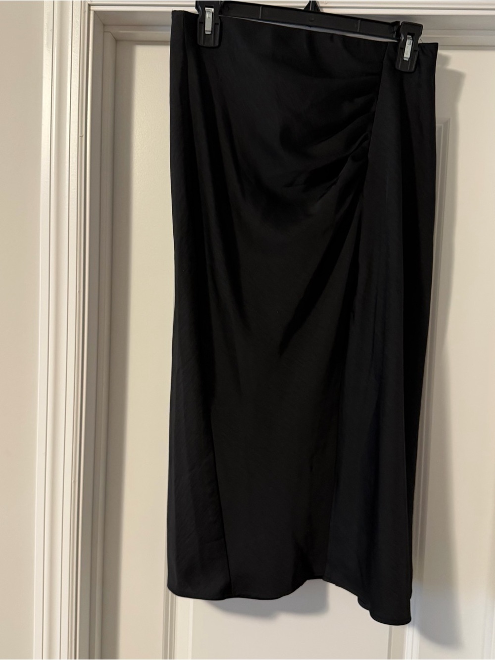 Target Black Midi Skirt with Subtle Draping